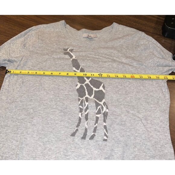 Bass Gray Long Sleeve Giraffe Light Weight Sweater Women's XL Cotton Zoo Animal - Picture 7 of 10